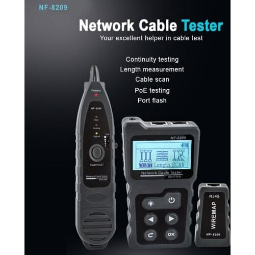NOYAFA NF-488/NF-8209 POE Wire Checker RJ45 Cable Tracker LCD Display Measure Length Cat5 Cat6 Test Network Tool Lan Tester