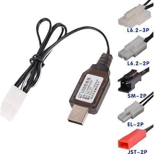 9.6V Charger USB Built-in chip Ni-Cd/Ni-Mh Battery Charger Electric toys RC car ship Robot tank EL/JST/SM/L6.2-2P/L6.2-3P