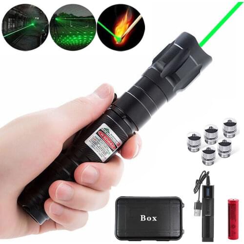 High Power Green Laser Pointer Pen 532nm Adjustable Focus Burning Red Laser Sight 500 to10000 meters range Lazer-009 For Hunting