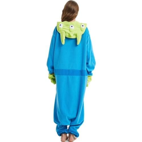 Women Three Eye Monster Onesies Unisex Autumn Winter Animal Onesies Nightwear Anime Costumes Adults Fleece Sleepwear Men Pajamas