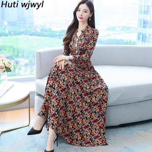 Women Floral Knitting Cotton Plus Size Maxi Dress Autumn Winter Elegant Bodycon Vestido 2021 Casual Long Sleeve Party Midi Dress
