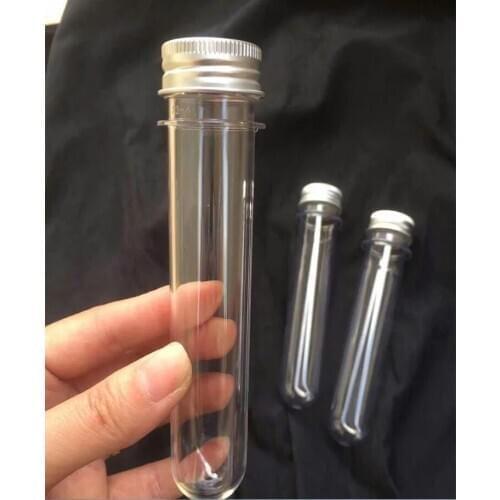 500pcs 45ml Plastic Test Tube With Screw Cap Bottle Aluminum Cap Packing Tube With Pressure Sensitive Seal Candy Capsule Bottle