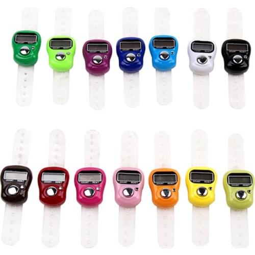 1pcs Portable Electronic Digital Counter Mini LCD Hand Held Finger Ring Tally Counter Stitch Marker Plastic Row