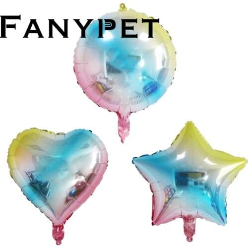 18-inch heart star balloons gradient rainbow love pentagram round aluminum balloon balloons holiday party decoration toys kids