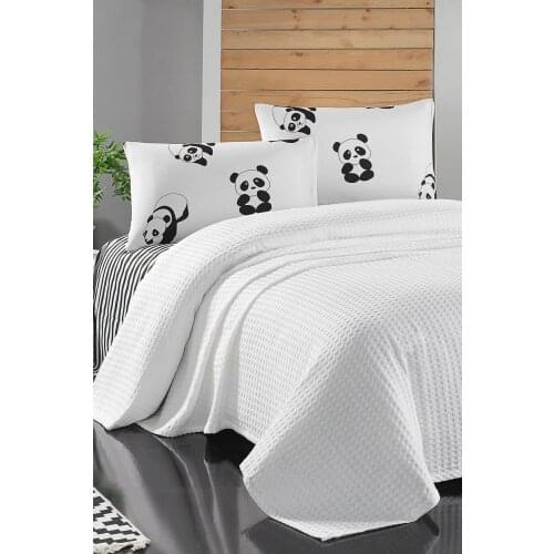 2021 PIQUE Set Turkish Cotton With Pillowcase Bedspread Sets Bed Linen Sheet Modern For Summer Full Size Duvet Cover White Panda