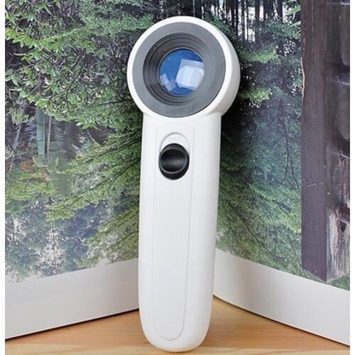 40X 20mm Lens Illuminated LED Loupe Jewelry Appraisal Old Man Magnifier Handheld Reading Magnifying Glass with Lamps