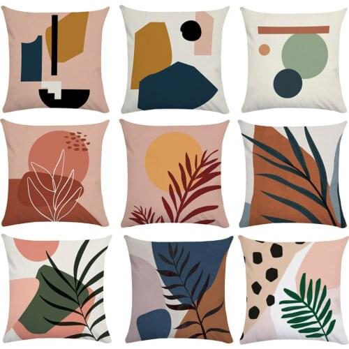 Nordic Abstract Creative Plant Geometry Pillow Cover Super Soft Pillow Short Plush Single-Sided Throw Pillowcase Home Decore