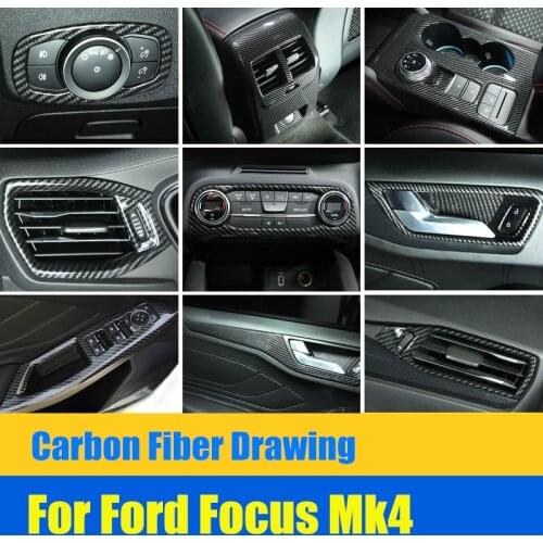 World Datong Accessories for Ford Focus MK4 2019 2020 Carbon fiber black Interior ABS Decoration Cover Trim