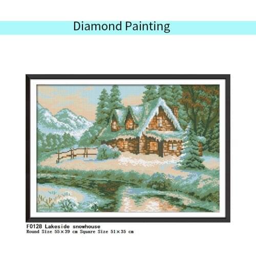 Joy Sunday Diamond Painting Embroidery Full Set Lakeside Snowhouse Full Square and Round Rhinestone Pictures Diamond Mosaic Icon