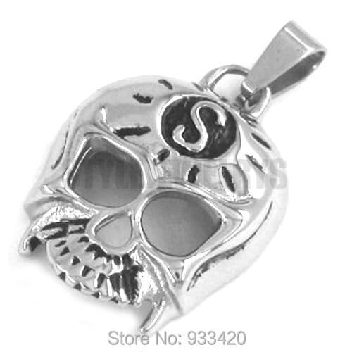 Free shipping! Gothic S Skull Pendant Stainless Steel Jewelry Punk Biker Pendant SWP0241