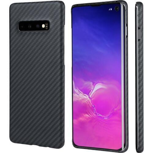 Body Armor Material Slim Aramid Fiber Case for Samsung S10, S10+, S10 Plus, S10e Cover Minimalist Thin Carbon Fibre Patterns