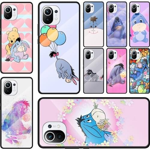 Cute Baby Eeyor Tempered Glass Cover For Xiaomi Mi 11 Ultra 11i 10T Note 10 CC9 CC9E 9T Lite Pro Phone Case Coque