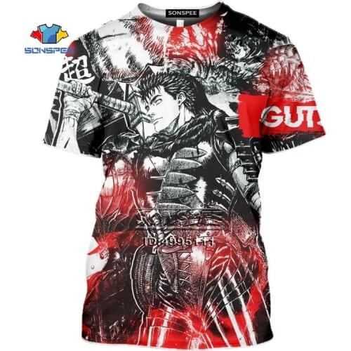 SONSPEE Comics Berserker Guts Griffith T shirt Men 3D Print T-Shirts Women Summer Tshirt Harajuku Casual Tee Tops Short Sleeve