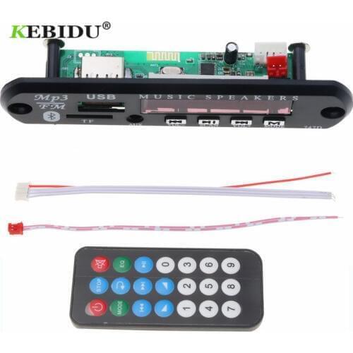 Kebidu 5V 12V Car USB Bluetooth MP3 WMA Decoder Bluetooth Audio Module Wireless USB FM Aux Radio for Car Build in Car Speaker