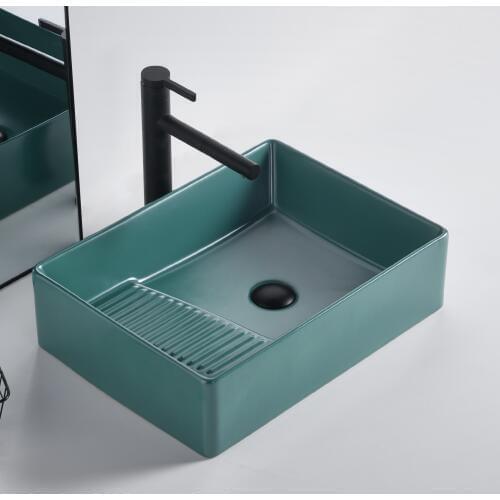 Creative Laundry Basin with Washboard Colored Ceramic Laundry Basin Green Above Counter Basin Balcony Square Laundry Pool Sink