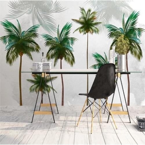 Milofi custom large wallpaper mural Nordic green plant background wall small fresh hand-painted