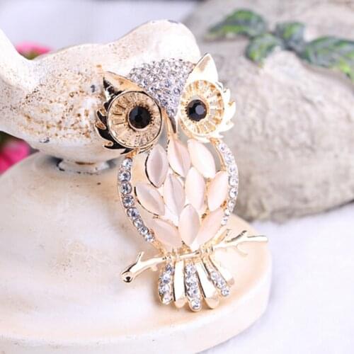 Cute Animal Crystal Brooches Pins Romantic Opal Stone Owl Brooches Women Girls Birds Clothes Jewelry Brooch Buckles