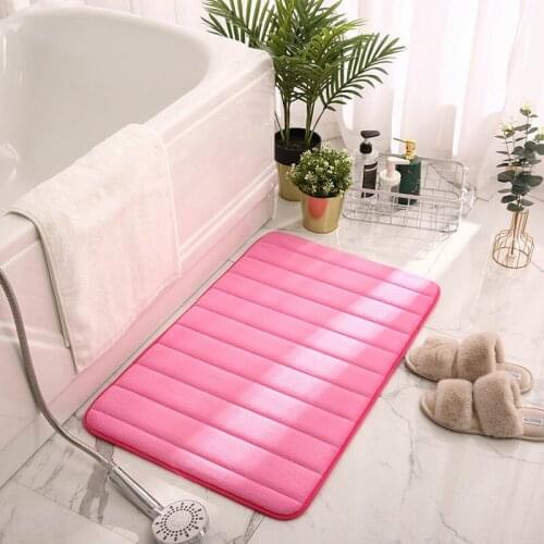 Soft Bathroom Carpets Coral Fleece Shower Bath Mat Water Absorption Memory Foam Washable Non-slip Toilet Kichen Floor Rug Carpet