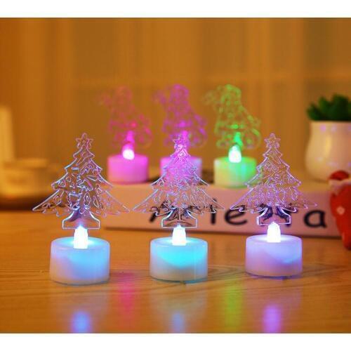 New Acrylic colorful candle lights the Christmas tree Santa Claus small night light led electronic luminous romantic gift