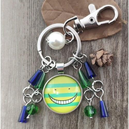 New Fashion Japanese Anime Assassination Classroom Keychain Time Gem Key Ring Women Men Jewelry Party Gift ASJS