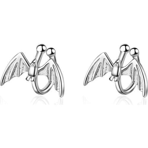 New Punk Style 925 sterling silver Gothic Ear Cuff Black Bat Clip On Earrings Earcuff Fashion Sterling-Silver-Jewelry pendientes