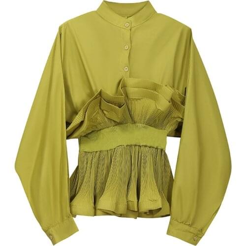 2021 Autumn New Design Jacket Solid Loose Stand Collar Full Office Lady Womens Tops X046