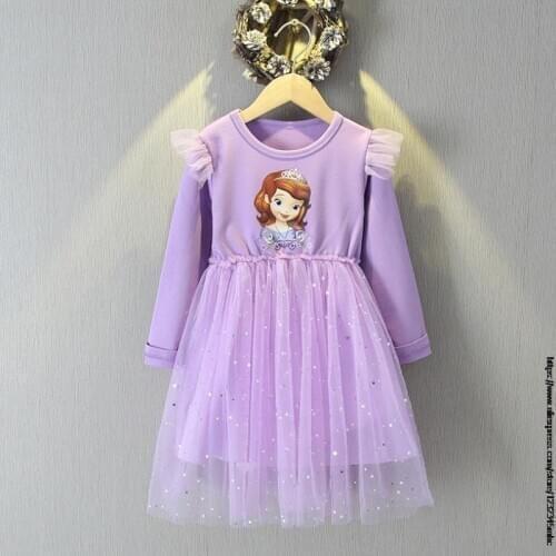 Disney Girl Elsa Princess Dress 2021 Spring Childrens Frozen Dresses Kids Clothes Winter Christmas Strawberry Dress for Girls
