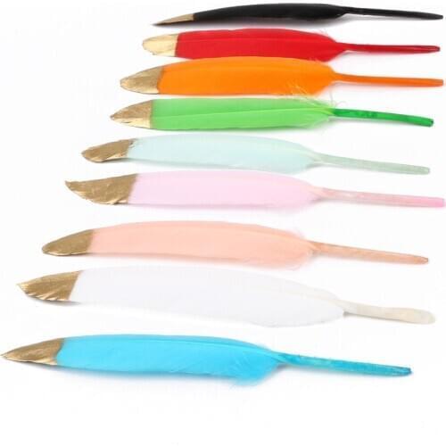 New Arrival 10-15cm 10Pcs/lot Natural Goose Feather Charms Gold Silver Colorful Painting Pendant for DIY Jewelry Findings Making