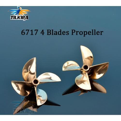 RC Boat Propeller Left/Right 6717 Diameter 67mm 4 Blades Copper Propeller For 6.35mm 1/4" RC Boat Shaft