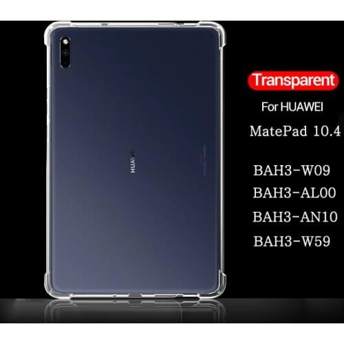 Shockproof Silicone Case For Huawei MatePad 10.4 BAH3-W09 / AL00 /W59 Transparent Rubber Airbag Flexible Bumper + Tempered Glass