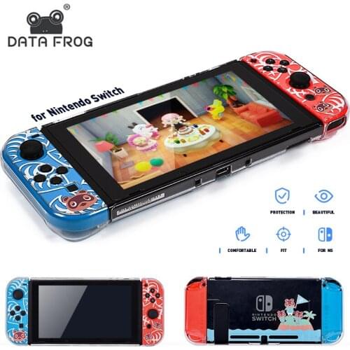 DATA FROG Clear Protective Cover for Nintendo Switch Animal Cute Case Tempered Glass Screen Protector for Switch Accessories