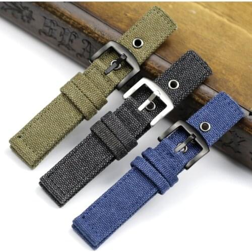 20mm 22mm 24mm Black Blue Green Simplicity Pure Canvas Universal Watch Band Strap Replace For Seiko CASIO Bracelet Wristband