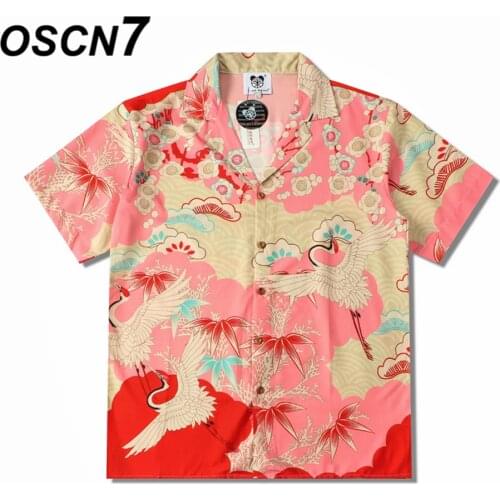 OSCN7 Casual Street Printed Short Sleeve Shirt Men 2021 Hawaii Beach Oversize Women Fashion Harujuku Shirts for Men CXX18