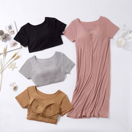 Screw Thread Modal Cotton Night Dress Women Lounge Nightgowns Short Sleeve Large Size Summer Nightshirt Outer Wear New 2XL