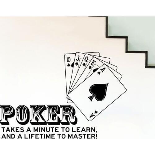Removable Vinyl Decal Poker Takes A Minute To Learn And A Lifetime To Master Wall Sticker Poker Design Quote Wall Poster AZ412