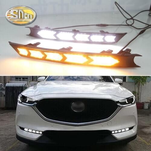LED Daytime Running Light For Mazda CX-5 CX5 2017 2018 2019 2020 Yellow Turn Signal 12V DRL Fog Lamp Decoration