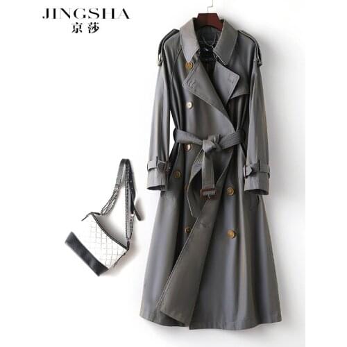 Windbreaker 2021 new mid length knee length spring and autumn loose version womens coat popular this year British style