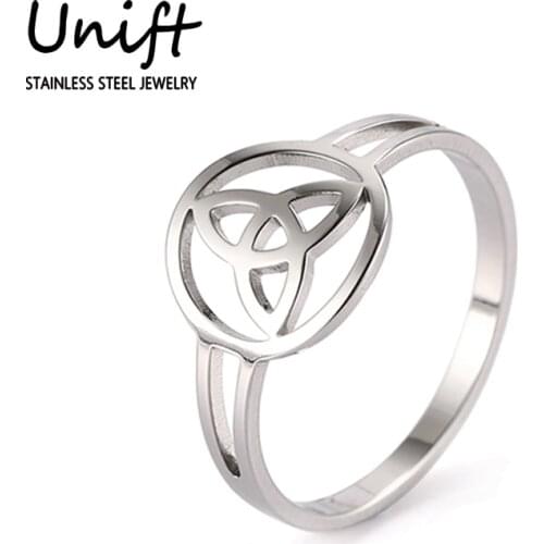Unift Vintage Viking Celtics Knot Heart Stainless Steel Rings Ancient Amulet Wicca Jewelry Couple Love Bands Fashion Accessories