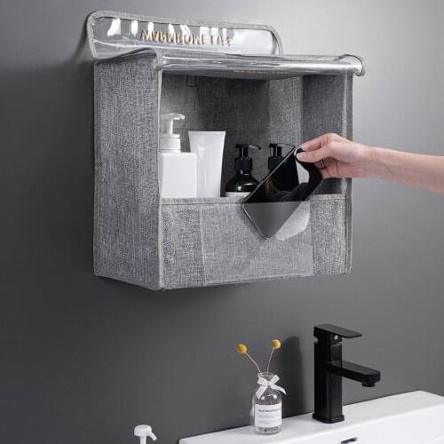 Bathroom Perforation-Free Waterproof And Moisture-Proof Wall-Mounted Storage Box Foldable Clothes Rack