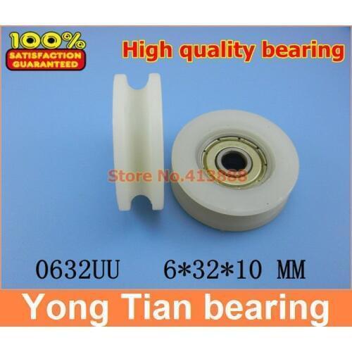High quality door pulley bearing plastic-covered mute bearing U slot embedded bearing 0632UU 6*32*10 free shipping