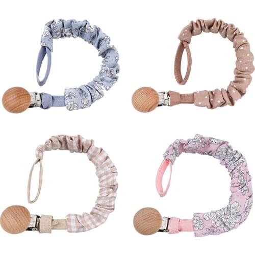Baby Printed Pacifier Clip Elastic Cotton Infant Newborn Dummy Holder Pacifier Chain Nipple Soother Eco-friendly Material