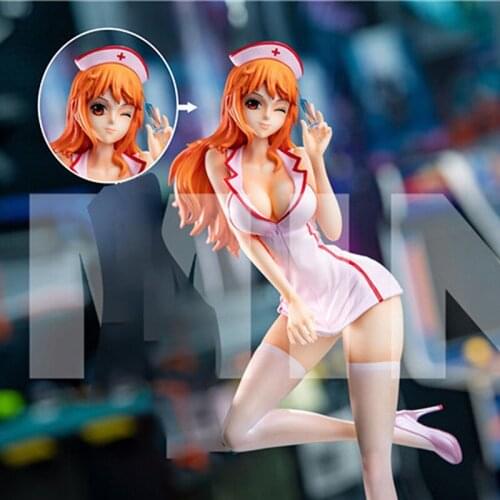 Anime One Piece GK Uniform Temptation Nurse Nami Action Figure Standing Beautiful Girl Boxed Decoration Childrens Gift 32CM