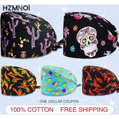 100% Pure Cotton Matte Hat Printing Dustproof High Quality Work Cap Pet Grooming Work Cap Adjustable Pet Shop Ladies Work Cap