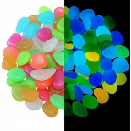 100Pcs Glow In The Dark Stones Garden Luminous Decoration Stepping Walkways Glow Pebbles Patio Lawn Yard Decor Luminous Stones