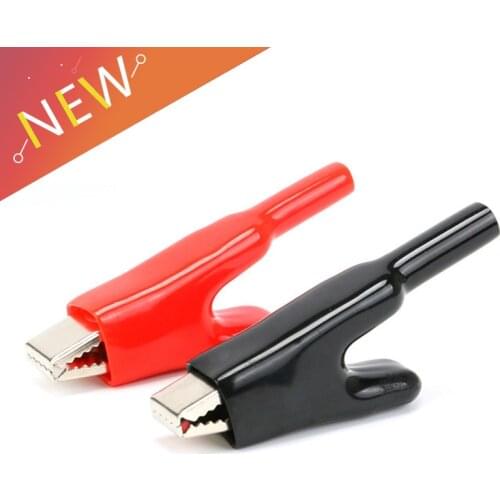 2 PCS Sheathed Alligator Clips Electrical DIY Test Leads Alligator Double-Ended Crocodile Clips Roach Electrical Jumper Wire