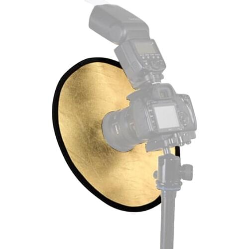 2in1 30cm Gold Silver Portable Folding Reflector DSLR Camera Accessories Flash Diffuser Softbox Photography Reflector With Hole