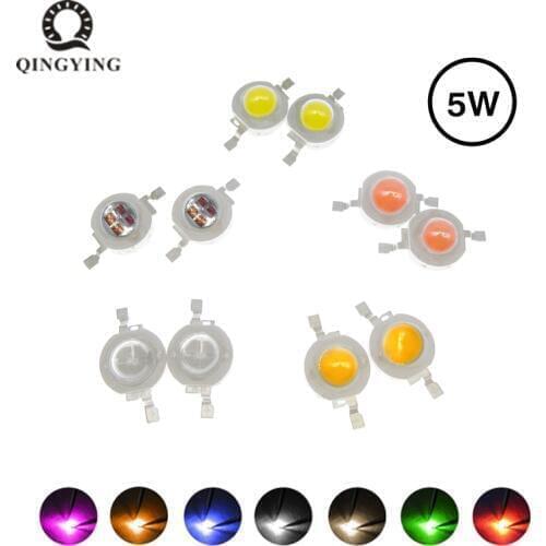 5pcs Enough Power 5W High Power LED Chip Warm Cold White Red Green Blue Royal blue Deep Red Yellow full spectrum Light Source