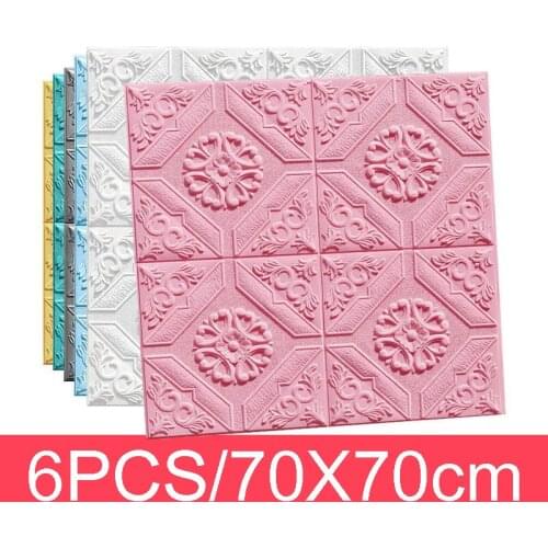 6PCS 3D Self-adhesive Wall Sticker Waterproof Foam DIY Wallpaper Ceiling Background Wall Court Style Wall Home Decoration