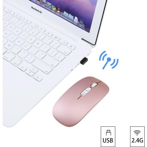 2.4G Silent Wireless Mouse Rechargeable Ultra-Thin USB Optical Mice 1600DPI Portable Rose Gold Computer Mause For Mac PC Laptop