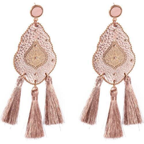Bohemia Faux Leather Earring For Women Rivet Double-side Leather Tassel Drop Earring Feminine Gift Personality Jewelry 2019